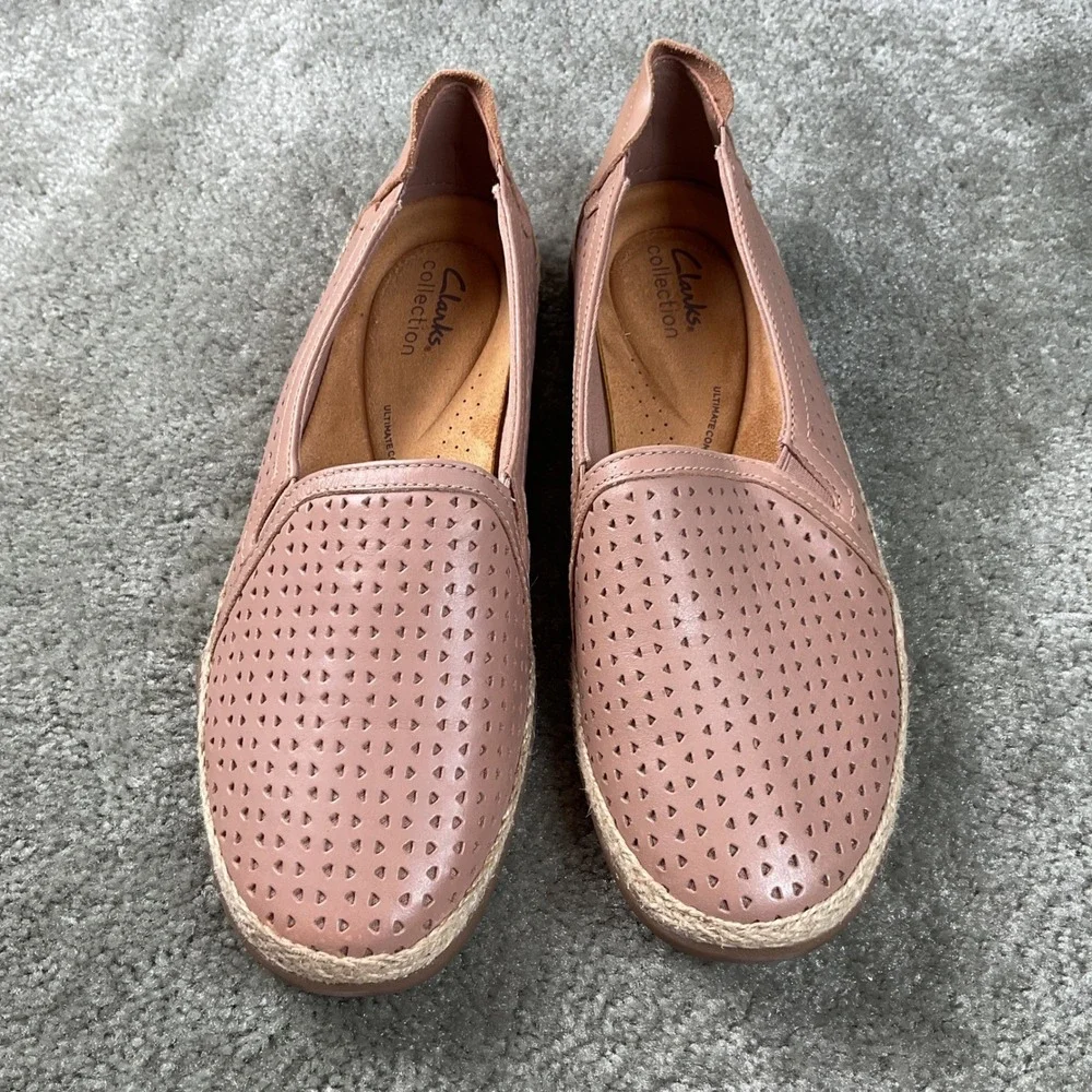 Clarks Collection Elaina Ruby  Womens 9.5 Pink‎  Perforated Espadrille Flats